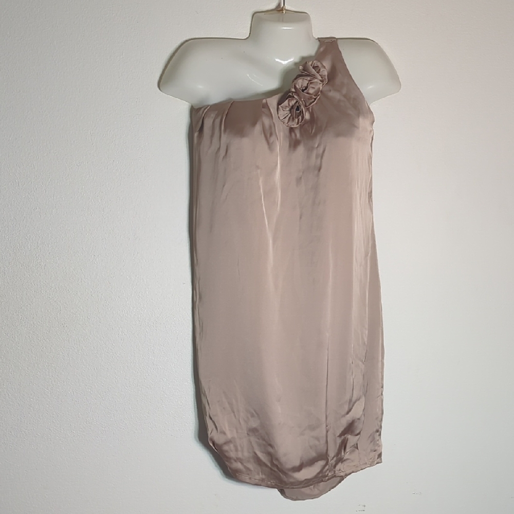 Kaidal Womens Dress One Shoulder Rosettes Champagne Fairy‎ Coquette Chic Medium